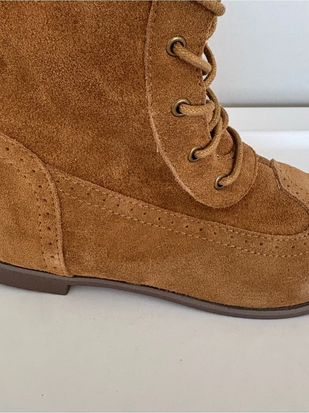 Joyfolie aelin lace up tall cow suede nutmeg color boots girls size 2Y